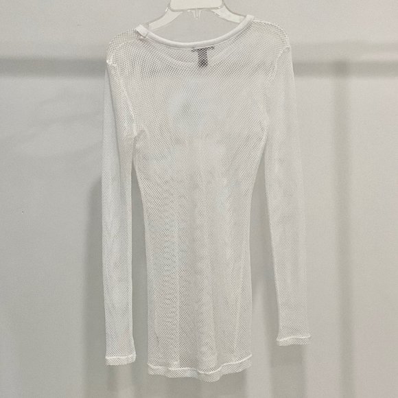 White Mesh Long Sleeve Top - Picture 3 of 5